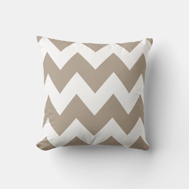 Coussin Gras Chevron Zigzag Motif Beige Blanc (Recto)