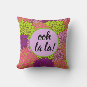 Coussin Gras Floral Ooh la la!/ Monogramme rose vert Purpl