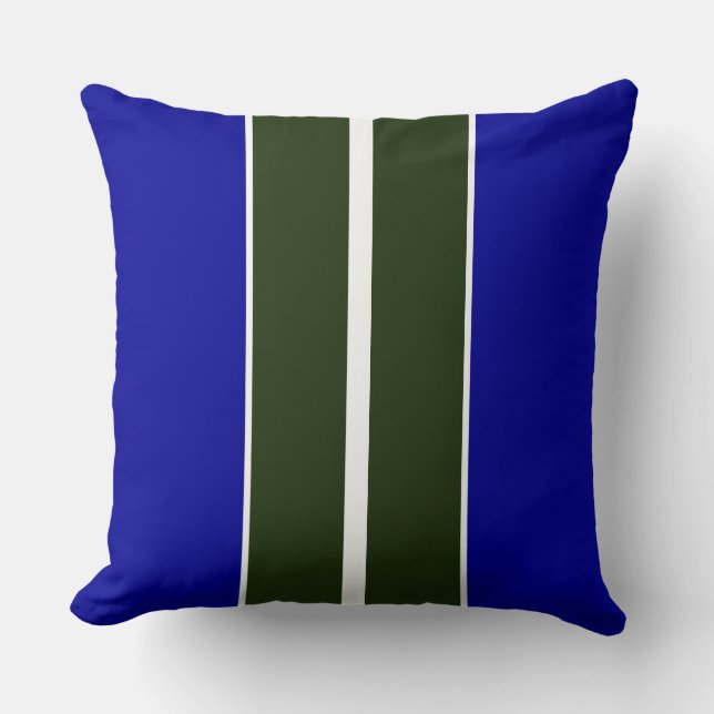 Coussin Gras Forêt Vert Royal Bleu Blancs de course (Recto)