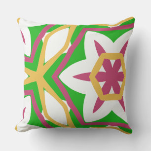 Coussin Gras Moderne asymétrique rose jaune vert