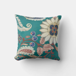 Coussin Gras moderne Marocain Paisley Peacock Blue Navy