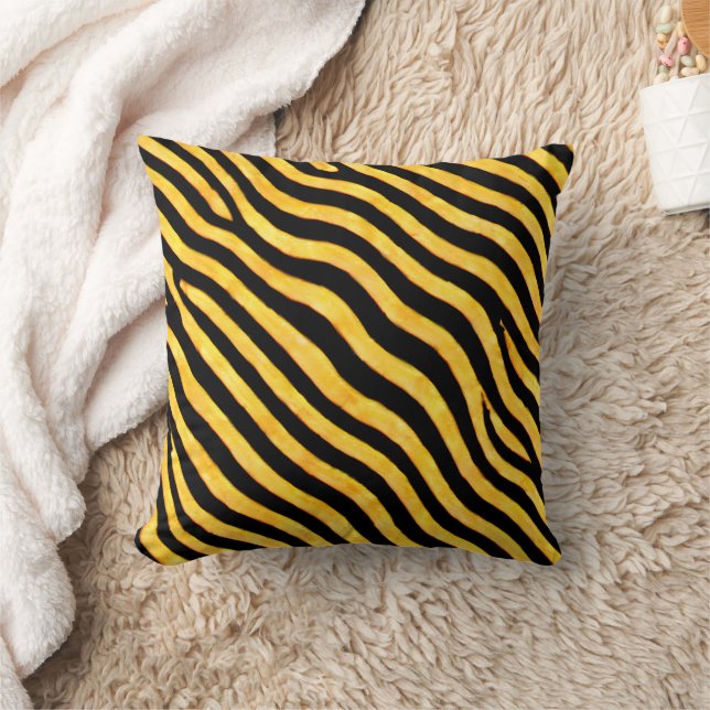 Coussin Gras motif des vagues jaune et noir (Couverture)