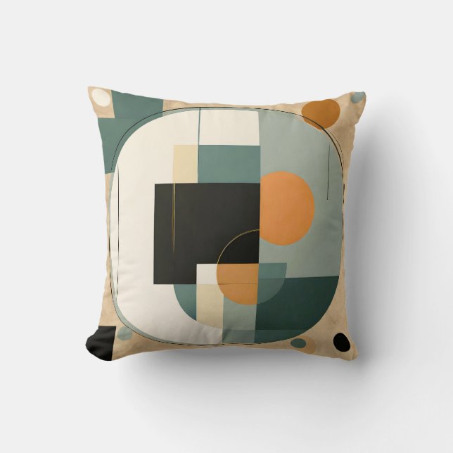 Coussin Gras rétro : Cercles et rectangles Abstraits (Recto)