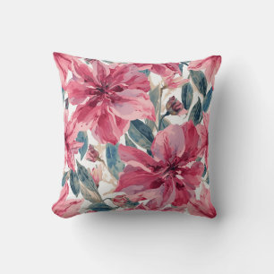 Coussin Gras rose Tropical Botanique Motif Floral
