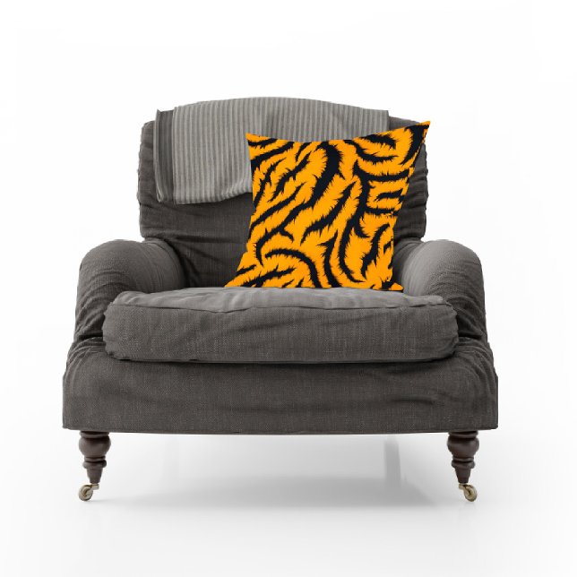 Coussin Gras Tiger Stripes Motif en orange et noir (Créateur téléchargé)