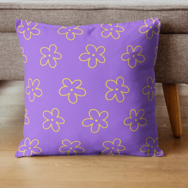 Coussin Gras violet et jaune Fleur Vibrant Tropical (Créateur téléchargé)