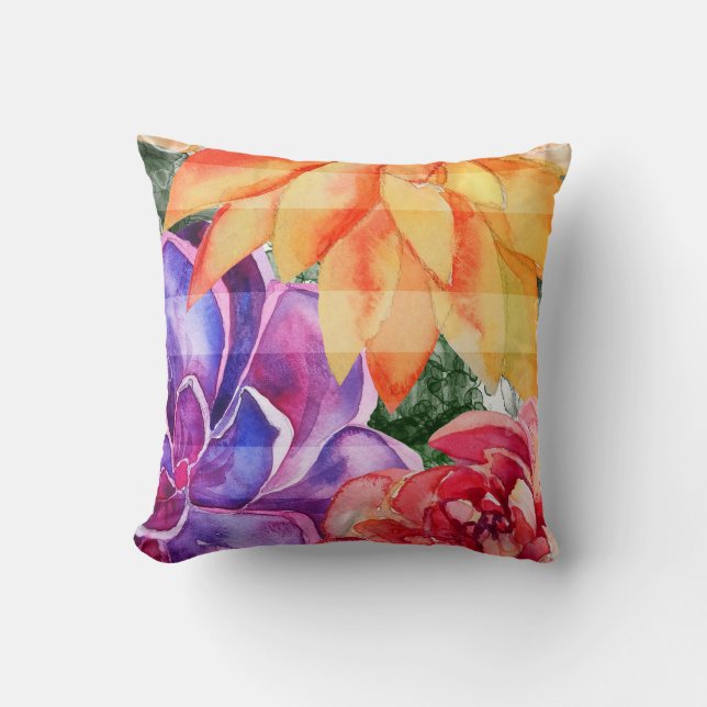 Coussin Gras Vivid Vibrant Colorful Succulents (Recto)