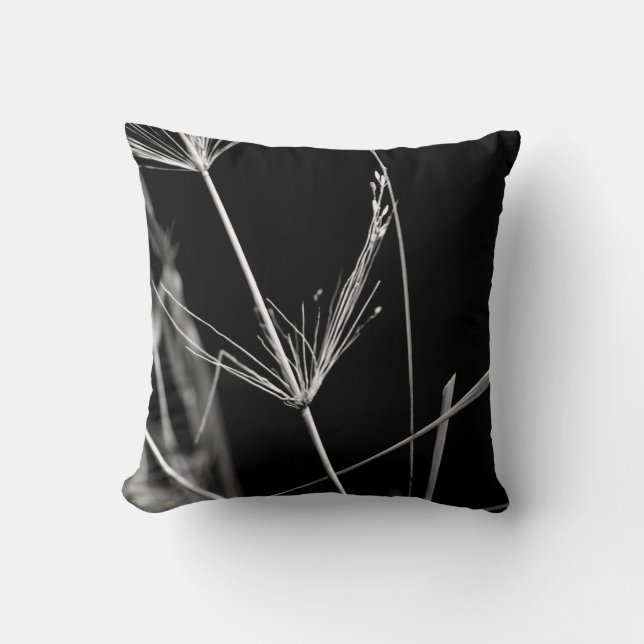 Coussin Grass Abstrait noir et blanc (Recto)