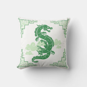 Coussin Grass Green Chinoiserie Dragon et Nuages