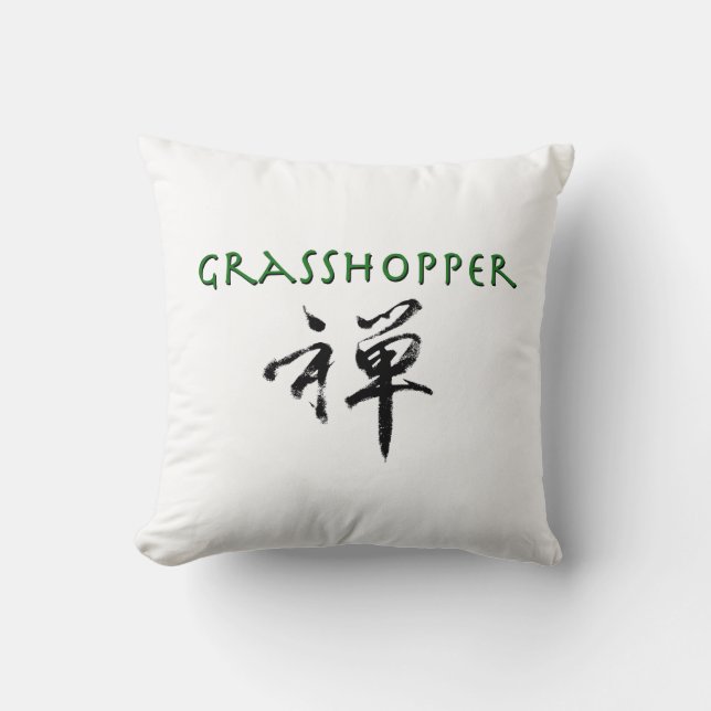 Coussin Grasshopper avec le symbole "Zen" (Recto)