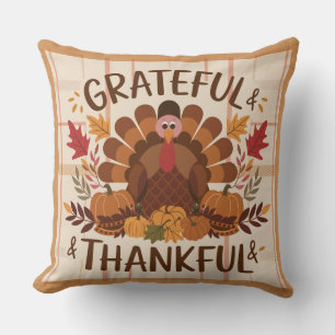 Coussin Grateful Heart Bénédiction automnale Thanksgiving