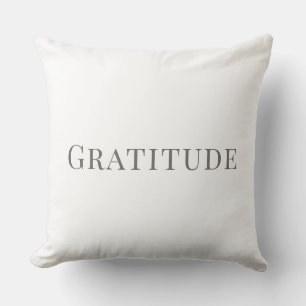 Coussin Gratitude – Conception de typographie minimale