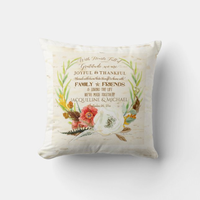 Coussin Gratitude Remerciements Famille Inspiration Typogr (Recto)