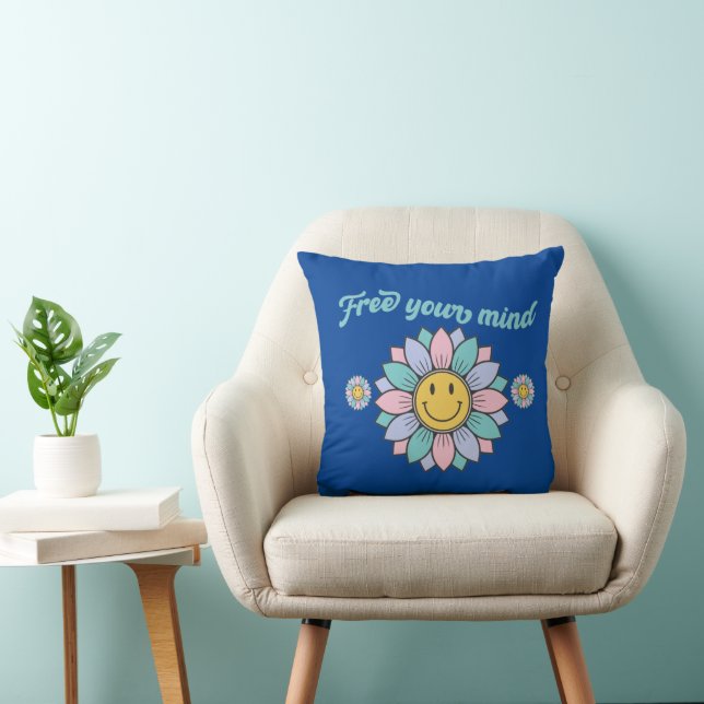 Coussin GRATUIT VOTRE ESPRIT drôle 70's typographie design (Chaise)