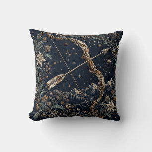 Coussin Gravure botanique de minuit du Sagittaire