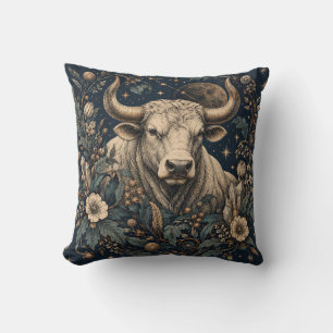 Coussin Gravure botanique de minuit du Taureau