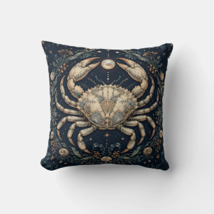 Coussin Gravure botanique de minuit sur le Cancer
