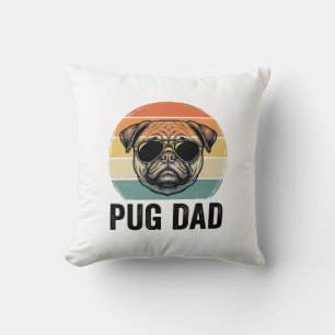 Coussin Gravure Papa Pug Vintage Design pour Amoureux des 