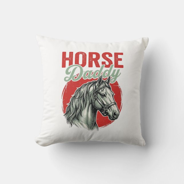 Coussin Gravure vintage de papa cheval (Recto)