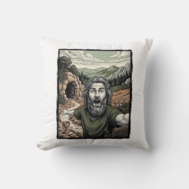 Coussin Gravure Vintage Surprise Portrait Barbu Conception (Recto)