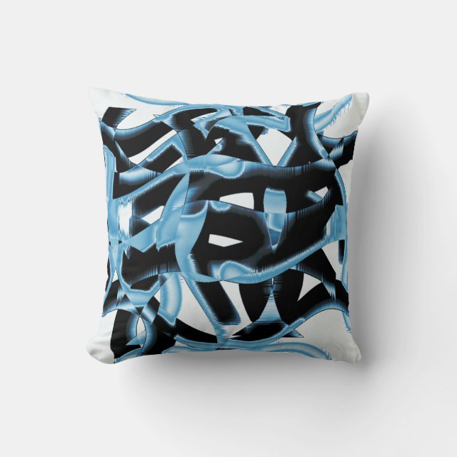 Coussin Gravures ou rubans bleus et noirs détruits (Recto)
