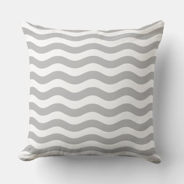 Coussin Gray and White Coastal Wave Pattern (Recto)