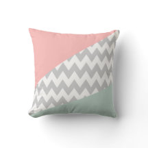 Gray Chevron - menthe et corail