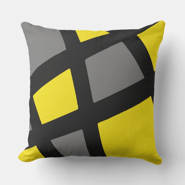 Coussin Gray jaune noir géométrique (Recto)