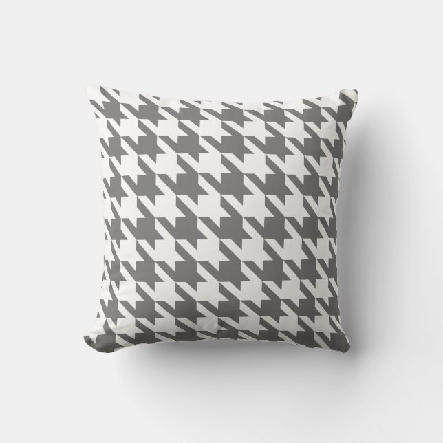 Coussin Gray Pied De Poule Houndstooth blanc (Recto)