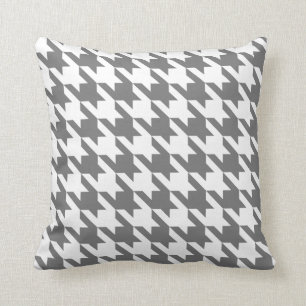 Coussin Gray Pied De Poule Houndstooth blanc