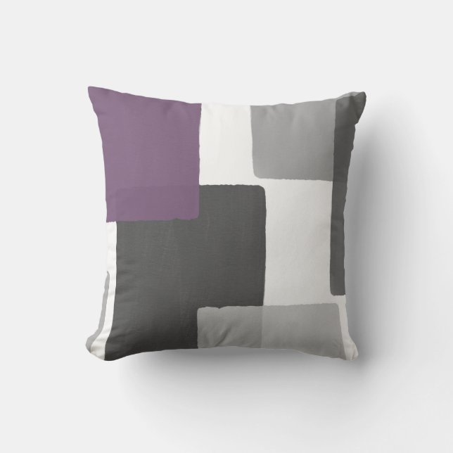 Coussin Gray Purple White Geometric Modern (Recto)