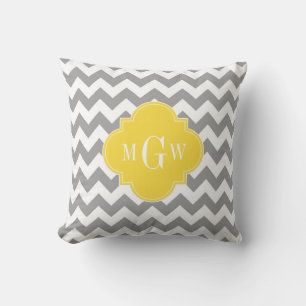 Coussin Gray What Chevron Ananas Quatrefoil 3 Monogramme