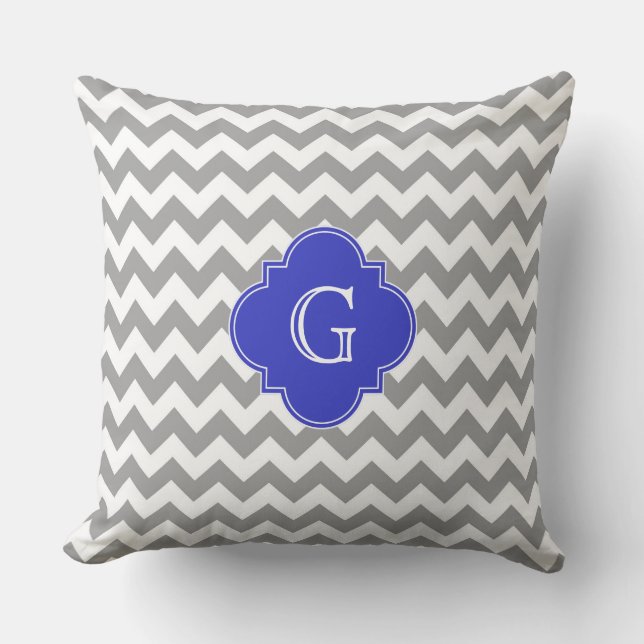 Coussin Gray White Chevron Cobalt (Recto)