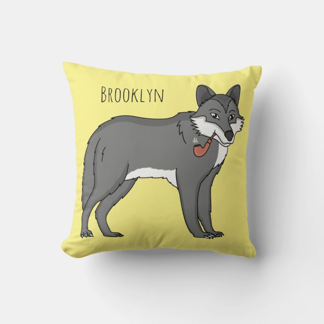 Coussin Gray wolf with pipe cartoon (Recto)