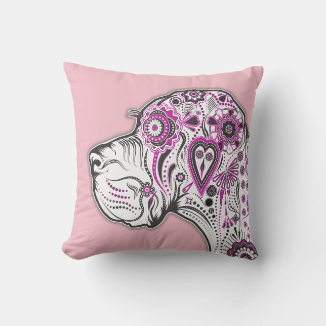 Coussin Great Dane Sugar Skull pour l'extérieur (Recto)