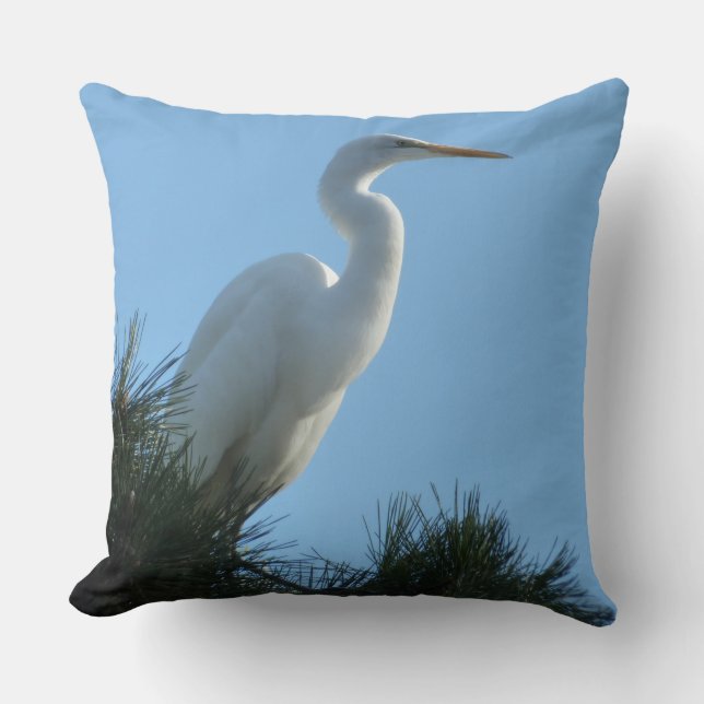 Coussin Great Egret dans la Floride ensoleillée (Recto)