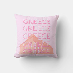 Coussin Grèce, Art Voyage Grec, Art Voyage Pastel, Rose