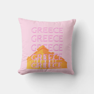 Coussin Grèce, Art Voyage, Rose