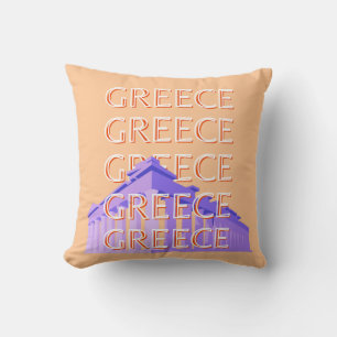 Coussin Grèce, Athènes Travel Art, Orange