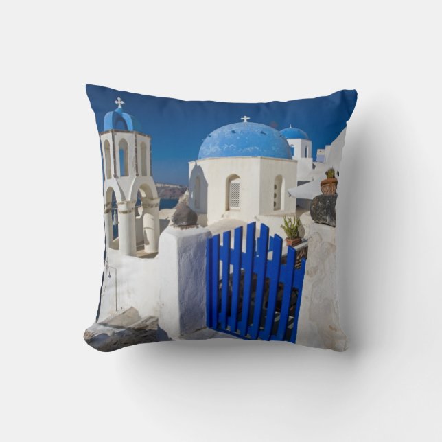 Coussin Grèce et île grecque de Santorin ville d'Oia 3 (Recto)