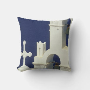 Coussin Grèce, Santorin. Vue d'une église grecque et