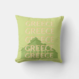 Coussin Grèce Travel Art, Summer Travel Art, Green