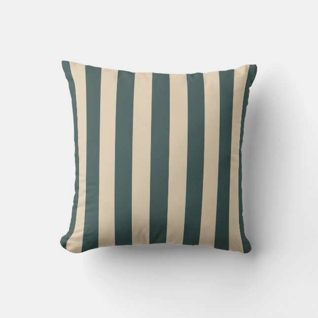 Coussin Green And Cream Vertical Stripes (Recto)