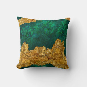 Coussin Green and Gold Mixed media abstract