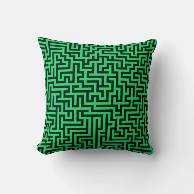 Coussin Green Black Maze Lines (Recto)