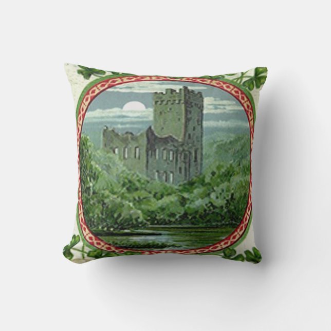 Coussin Green Blarney Castle Irlande Shamrock (Recto)