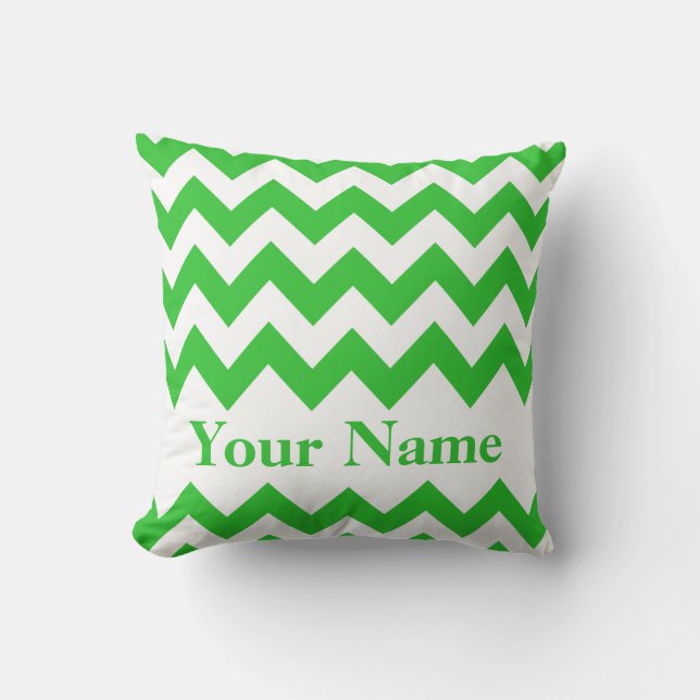 Coussin Green Bold Chevron avec monogramme (Recto)