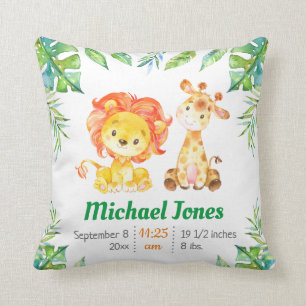 Coussin Green Boy Nursery Jungle Safari Baby shower Cadeau