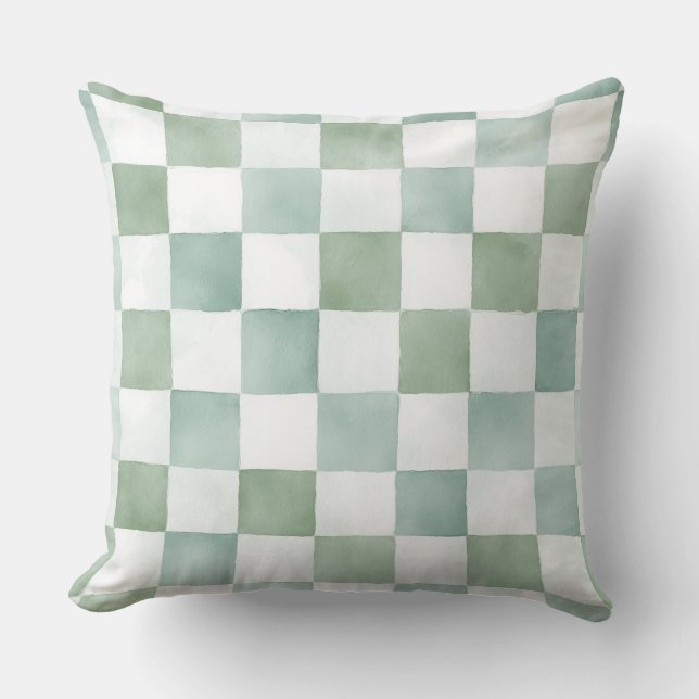 Coussin Green Checkered Decorative Throw Pillow  (Recto)