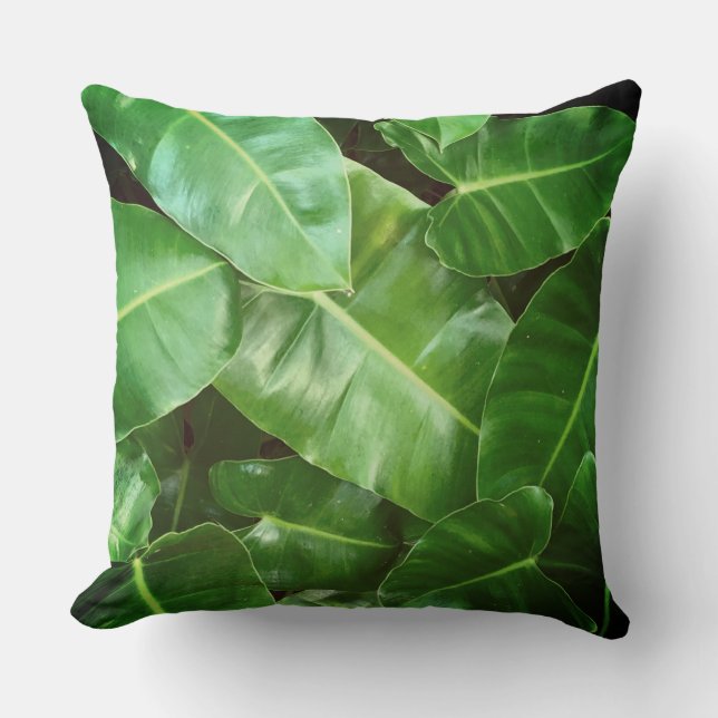 Coussin Green feuille Palm Leaf feuillage tropical jungle (Recto)